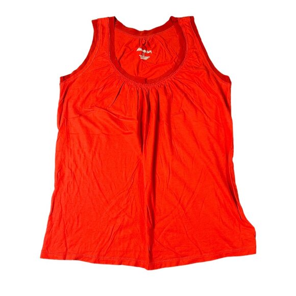 Vtg Eddie Bauer Womens Large Orangeish Red Scoop‎ Neck Tank Top Cotton Silk - Picture 1 of 9